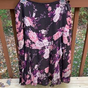 Nygard brown silk floral skirt